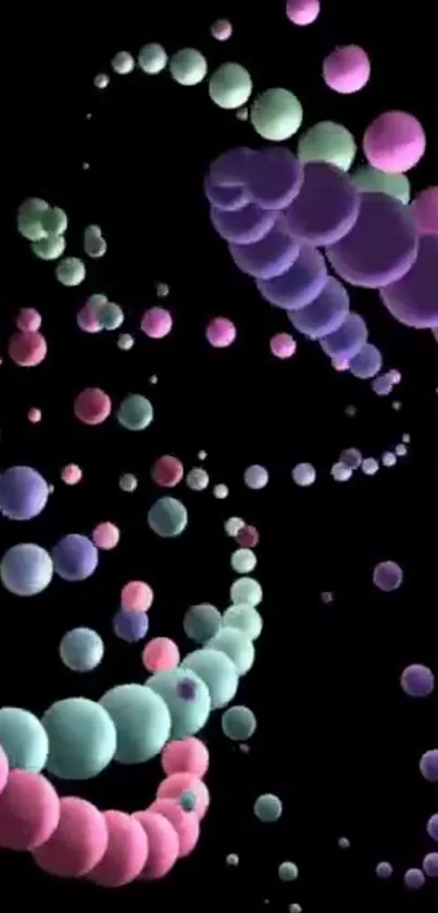 3D colorful spheres swirling on a black background.