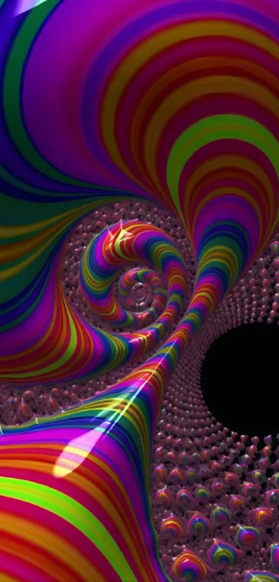 Vibrant colorful spiral abstract art wallpaper.