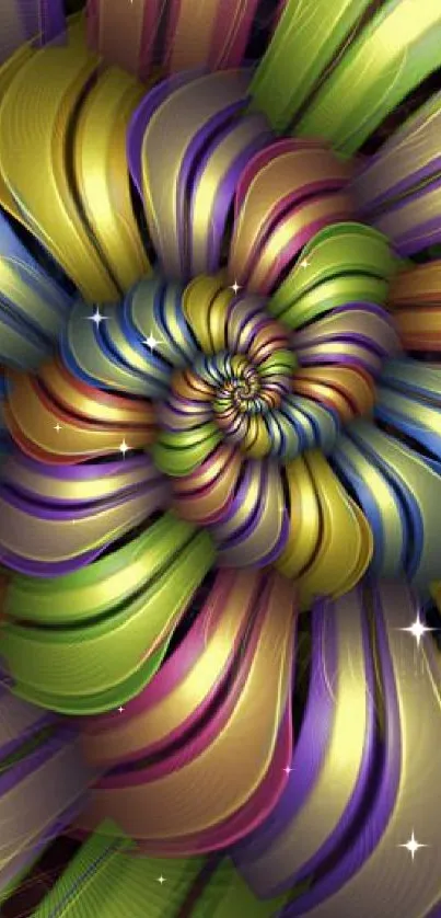 Colorful spiral fractal art with vivid swirling patterns.