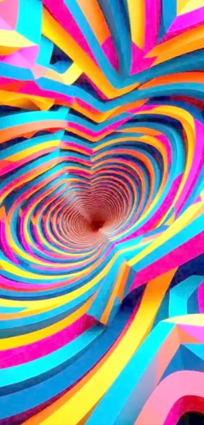 Colorful spiral illusion with vibrant hues.