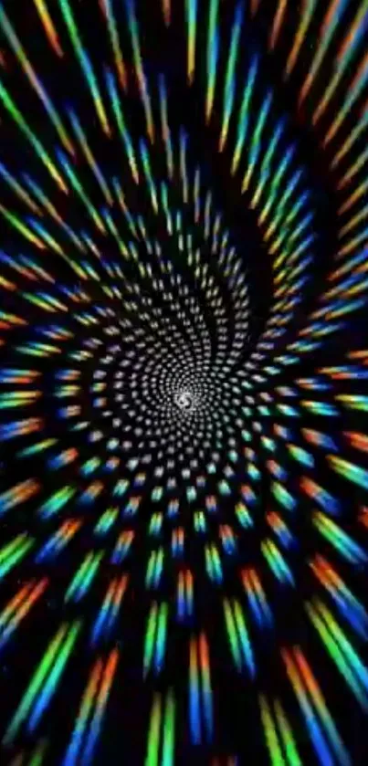 Colorful spiral pattern on black background.