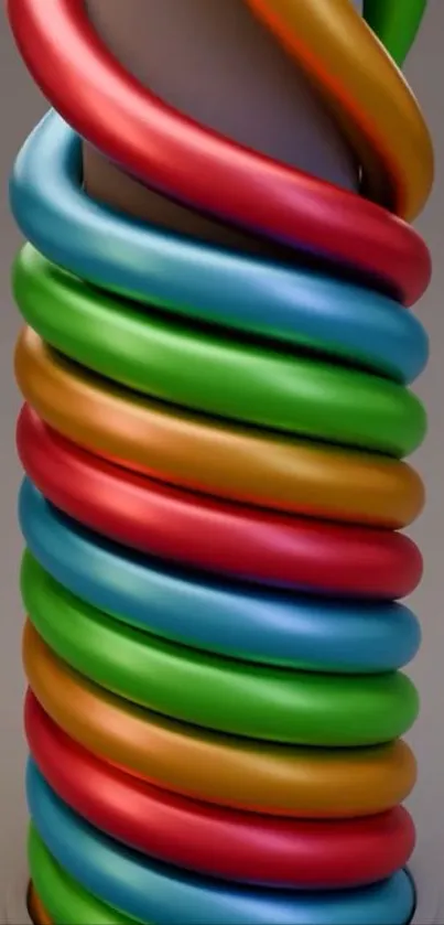 Colorful tubes spiraling in abstract design.