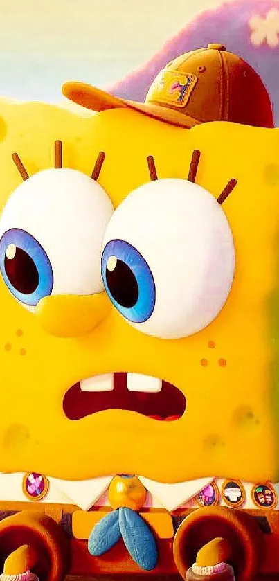 Vibrant Spongebob Squarepants cartoon mobile wallpaper.