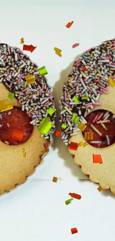 Colorful cookies with sprinkles and vibrant decorations.