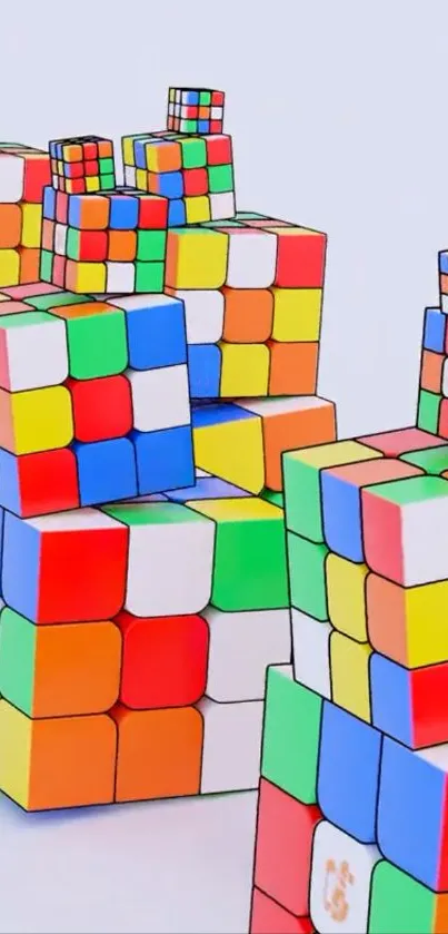 Stacked colorful cubes create a vibrant and dynamic design.