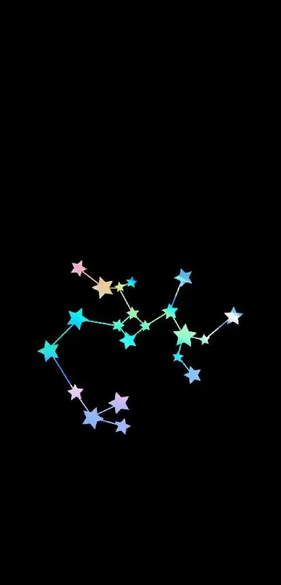 Colorful star constellation on black background wallpaper.