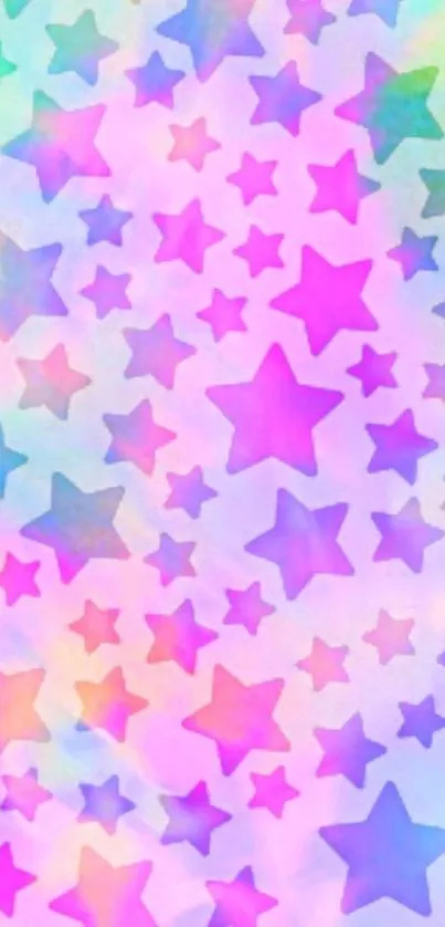 Colorful star pattern wallpaper with soft pastel hues.