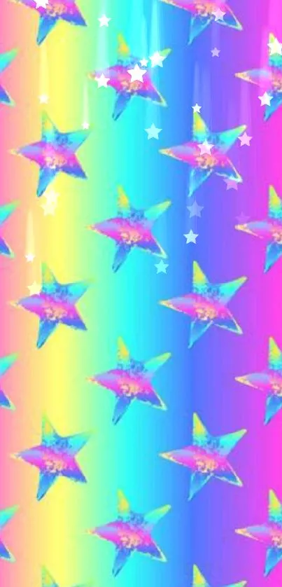 Vibrant rainbow-colored star pattern wallpaper for mobile use.