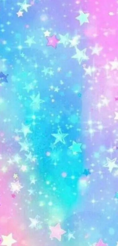 Colorful galaxy wallpaper with pink and blue stars creating a magical background.