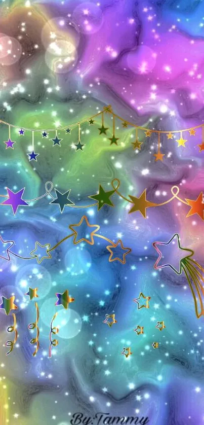 Colorful starry wallpaper with a galaxy background.