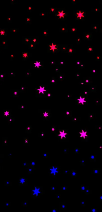 Colorful stars on a black background wallpaper.