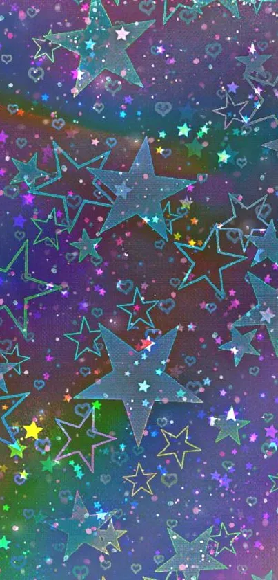 Colorful starry night mobile wallpaper with a galaxy theme.