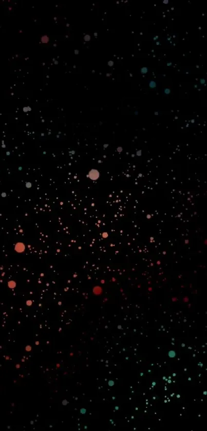 Cosmic stars wallpaper with colorful dots on a black background.