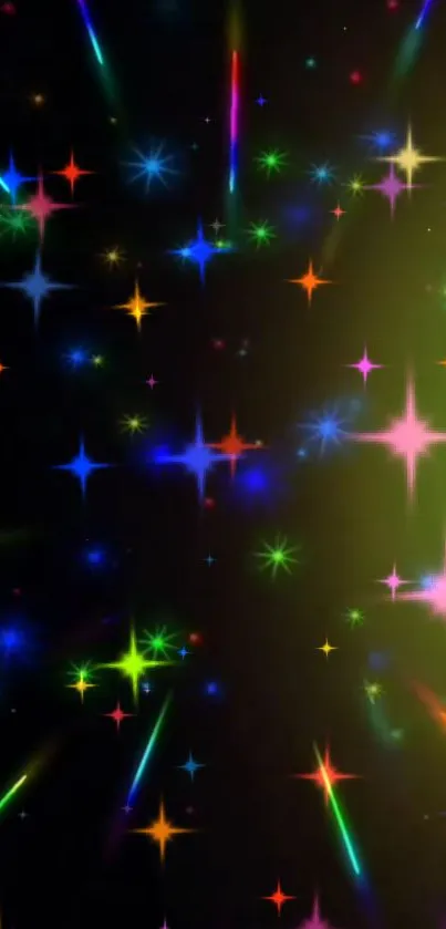 Colorful starry night wallpaper with glowing stars.