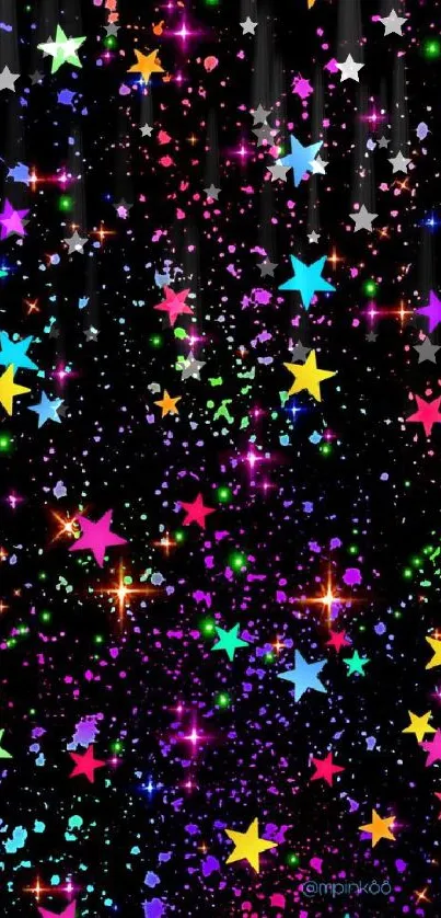 Vibrant stars and sparkles night wallpaper for mobile screen.