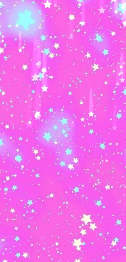 Vibrant pink and blue starry sky wallpaper with a celestial theme.