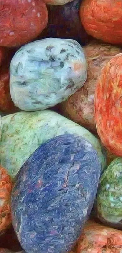 Artistic collection of colorful stones as a mobile wallpaper.