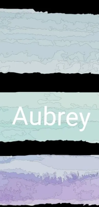 Pastel striped wallpaper with Aubrey text.