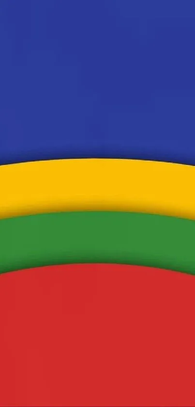 Mobile wallpaper with bold blue, yellow, green, and red stripes.