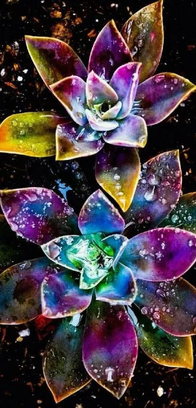 Vibrant colorful succulent plant wallpaper.