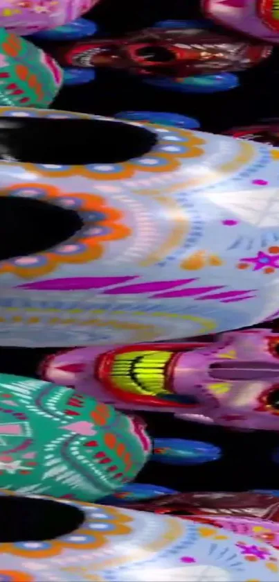 Colorful sugar skulls mobile wallpaper art