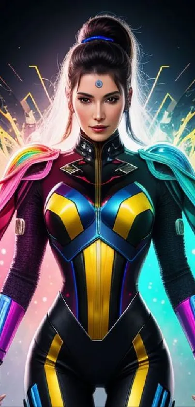 Colorful superhero character wallpaper art.