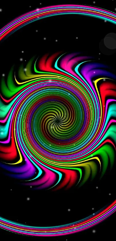 Colorful neon swirl wallpaper with dynamic and vibrant design.