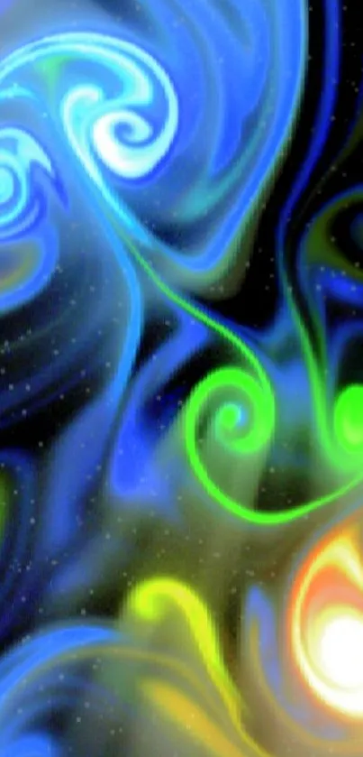 Colorful swirling abstract wallpaper with dynamic patterns.