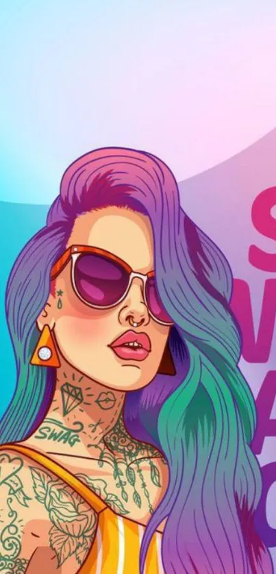 Vibrant tattoo art mobile wallpaper with colorful design and modern style.