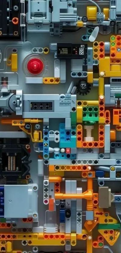 Colorful LEGO circuit design with intricate patterns as mobile wallpaper.