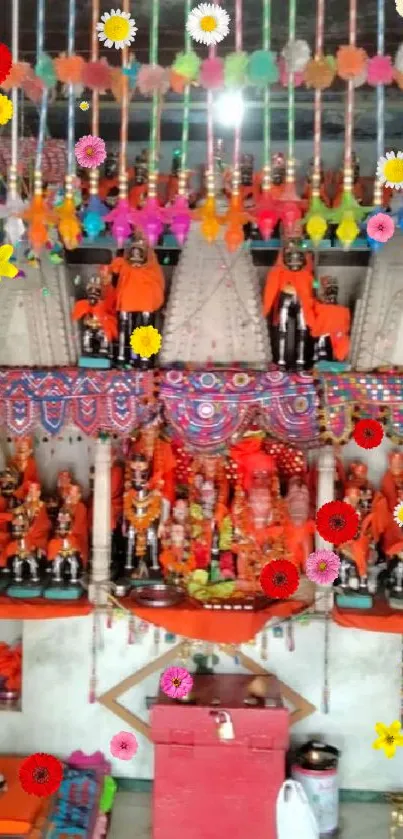 Vibrant Hindu temple with colorful decor and sacred idols in a spiritual setting.