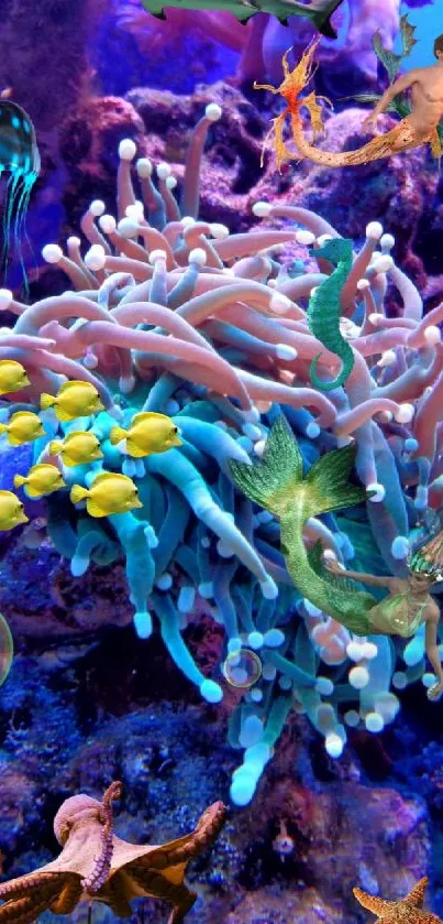 Vibrant underwater wallpaper with colorful coral and marine life.