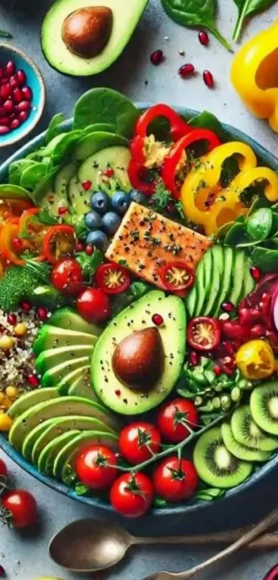 Vibrant vegetable and fruit salad in a bowl.