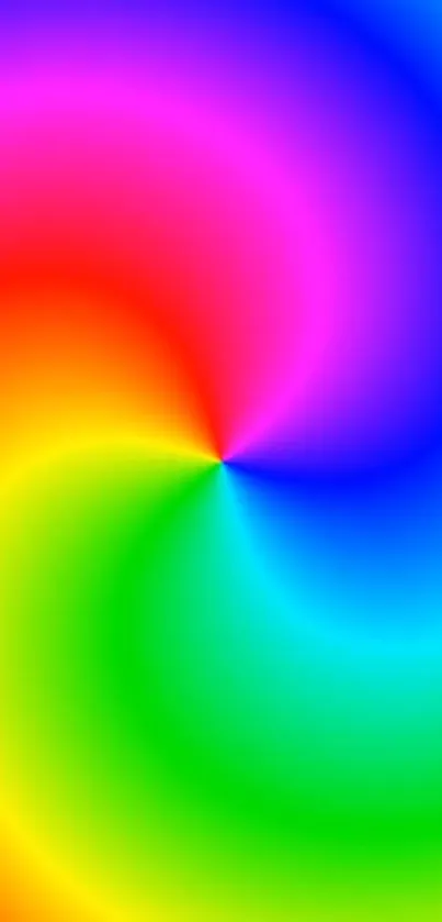 A vibrant rainbow swirl pattern mobile wallpaper.