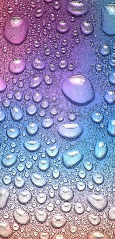 Vibrant phone wallpaper with colorful water droplets on a gradient background.