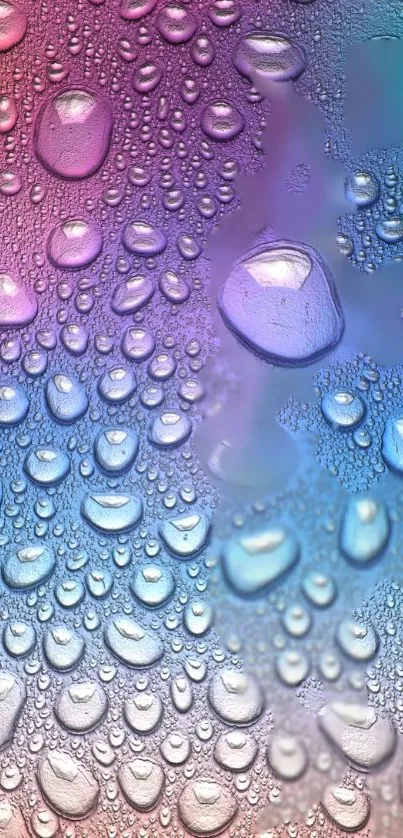 Colorful wallpaper with water droplets in gradient shades.