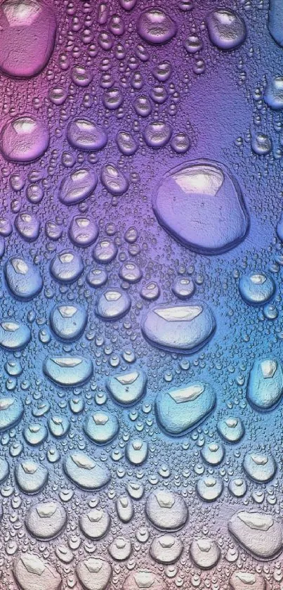 Colorful water droplets on a gradient textured mobile wallpaper.