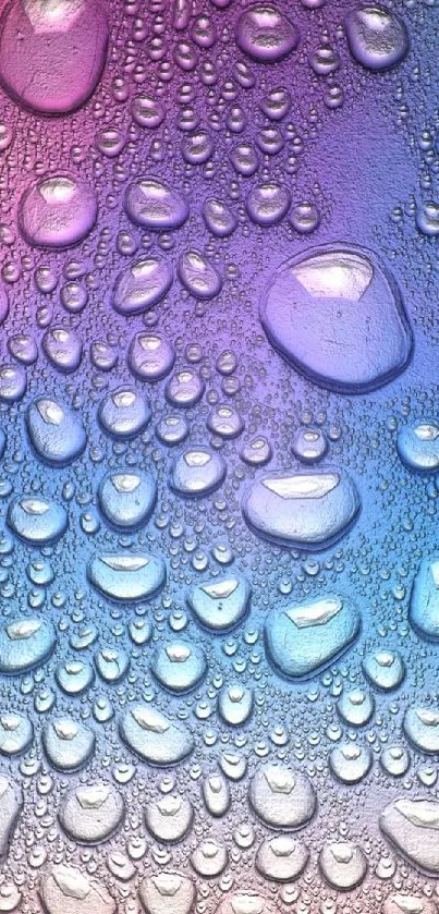 Colorful water droplets with gradient background on mobile wallpaper.