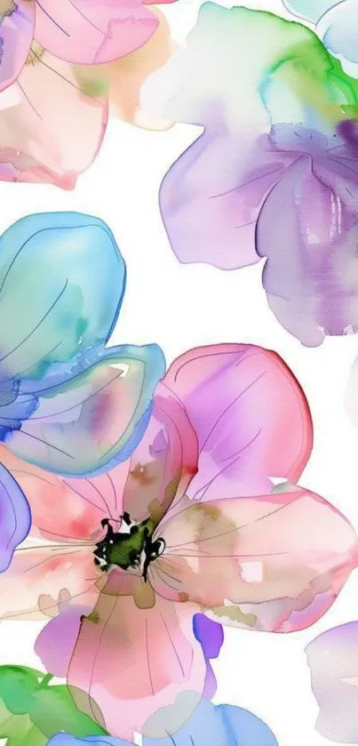 Vibrant watercolor flower wallpaper design.