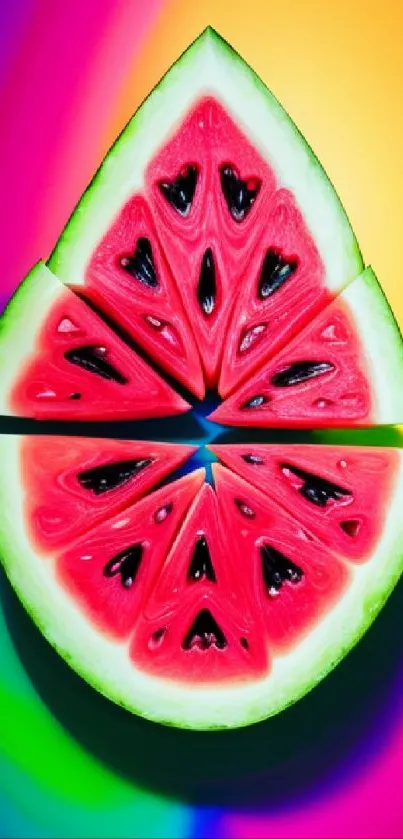 Colorful watermelon art wallpaper with vibrant hues and creative design.