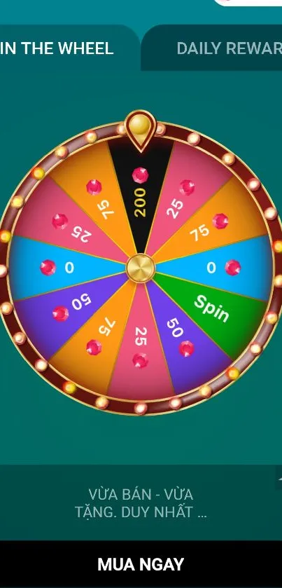 Vibrant mobile wallpaper with spinning wheel game.