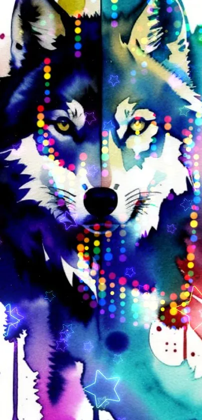 Colorful abstract wolf art wallpaper for mobile.