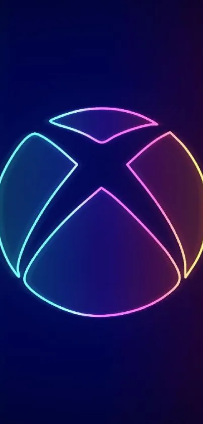 Vibrant neon Xbox logo with a colorful glow on a dark background.