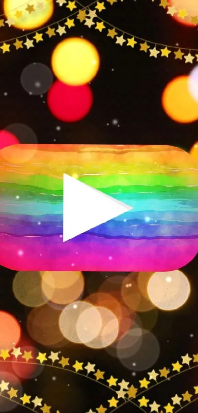 Colorful bokeh wallpaper with YouTube logo and starry accents.