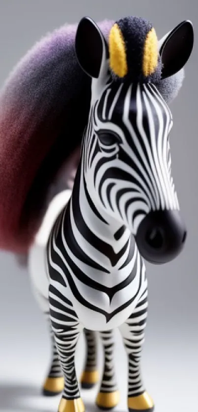 Artistic zebra with colorful mane mobile wallpaper.