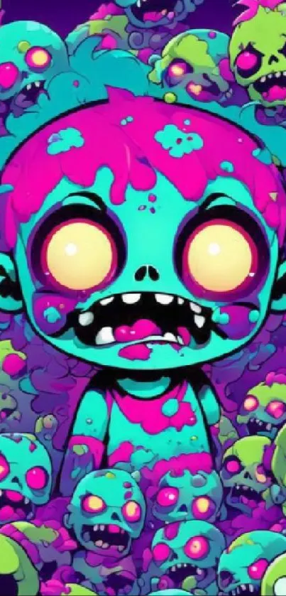 Colorful zombie cartoon art with vibrant colors.