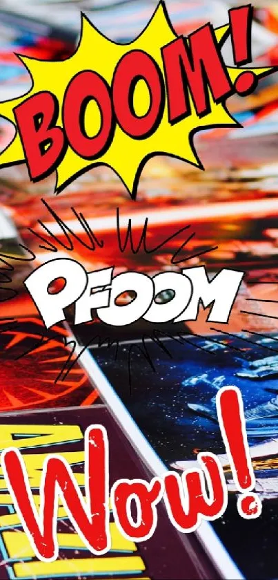 Vibrant comic book art with dynamic superhero themes in multicolor scheme.