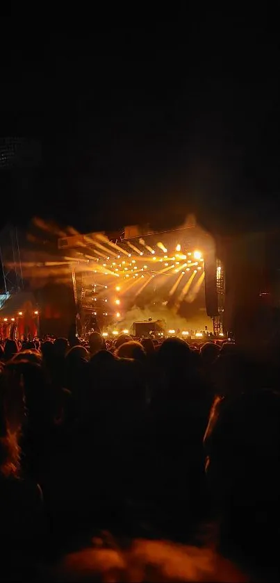 Energetic concert scene with bright stage lights and vibrant crowd.