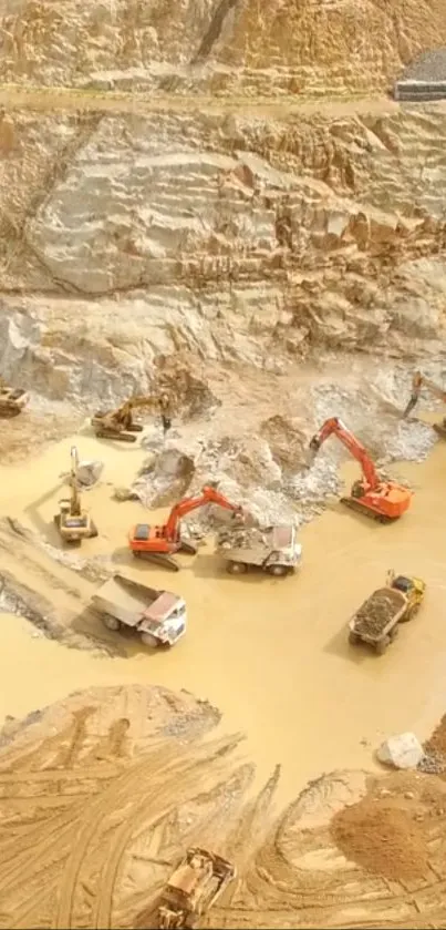 Aerial view of construction site with earthwork and machinery.