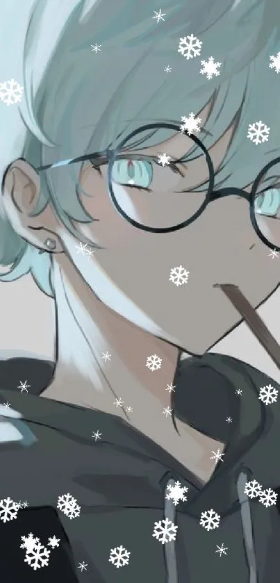 Anime boy with glasses and pastel colors, cool wallpaper.